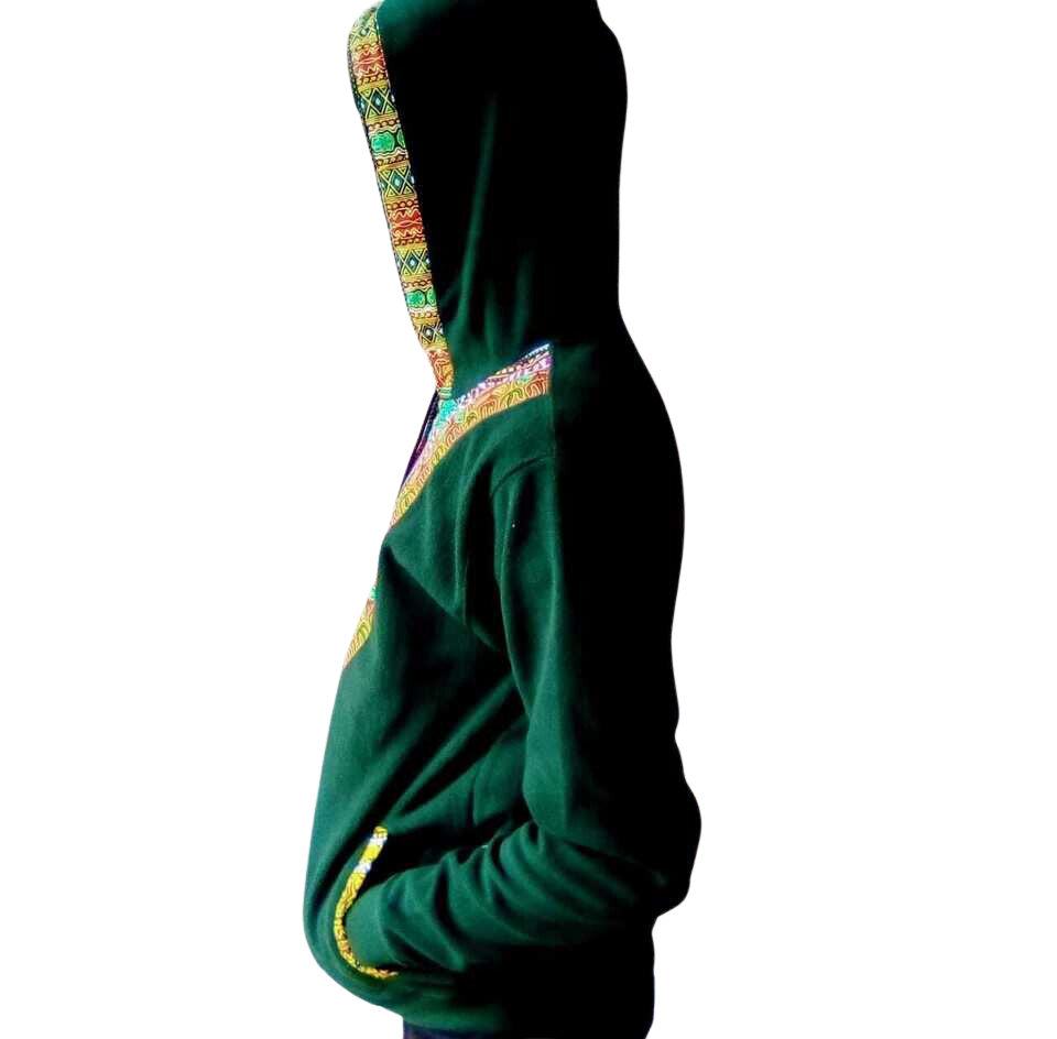 Hoodie Dashiki Fleece Green