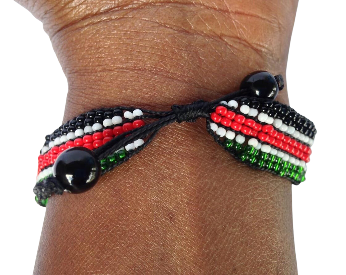 Bracelet Beaded Kenyan Flag Adjustable