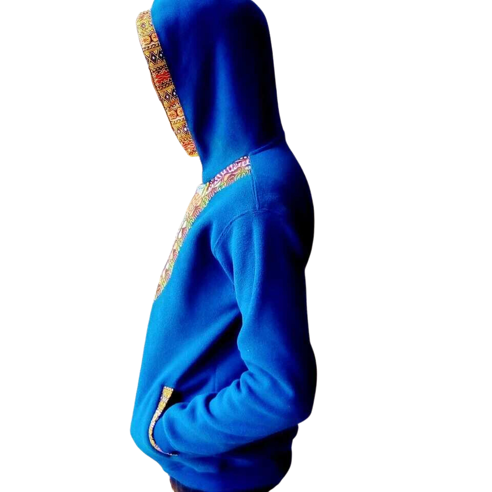 Hoodie Dashiki Fleece Blue