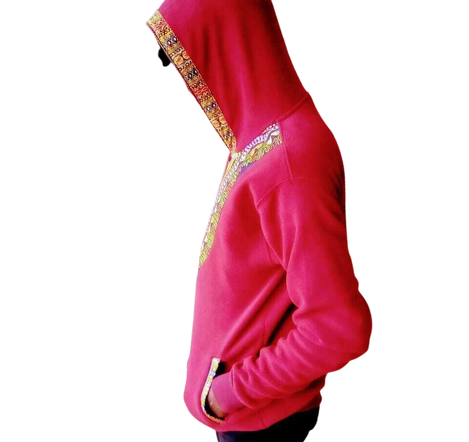 Hoodie Dashiki Fleece Red