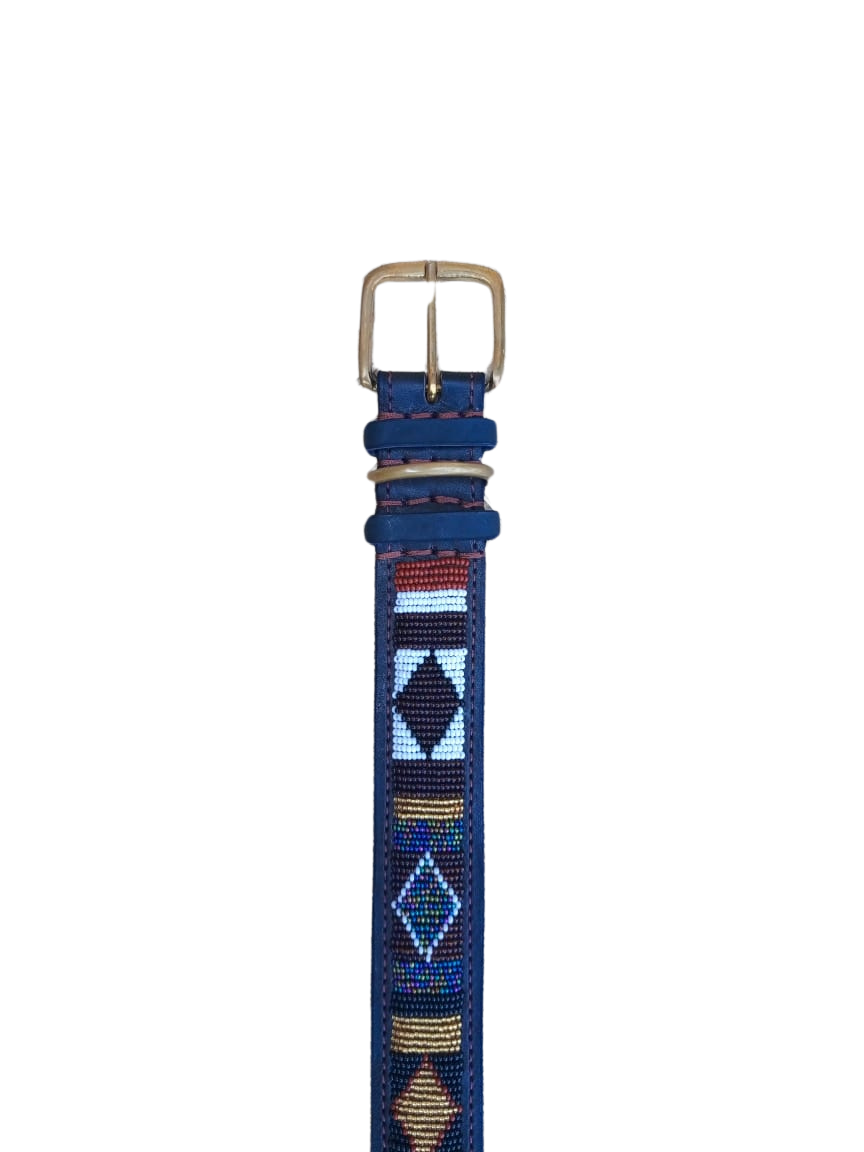 Handcrafted Maasai Dog Collar -Brown Gold Geometric