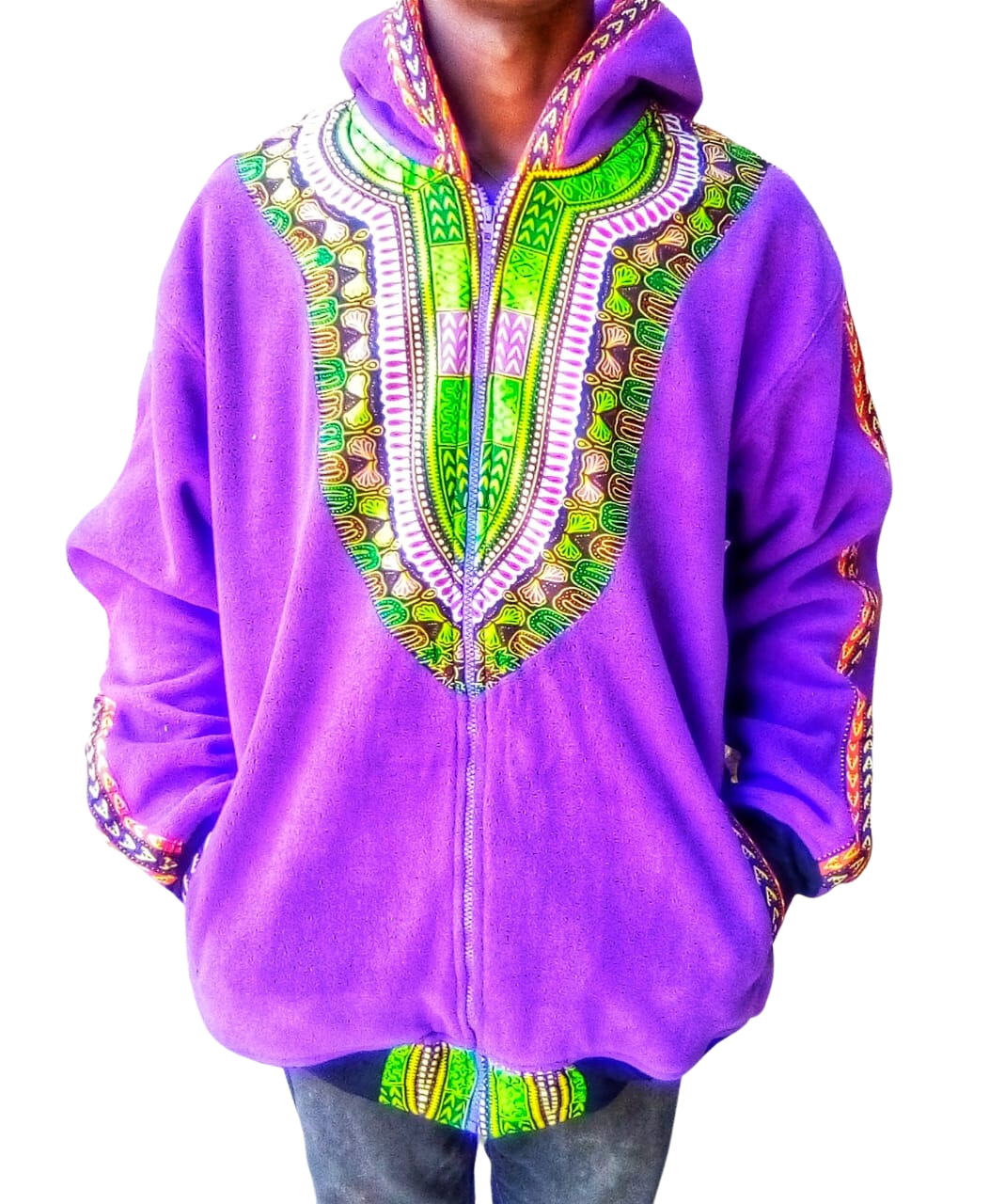 Hoodie Dashiki Fleece Purple