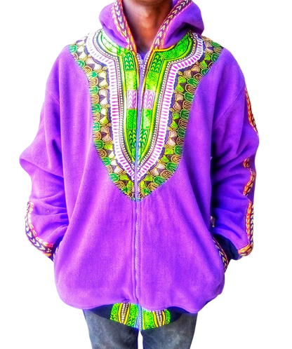 Hoodie Dashiki Fleece Purple