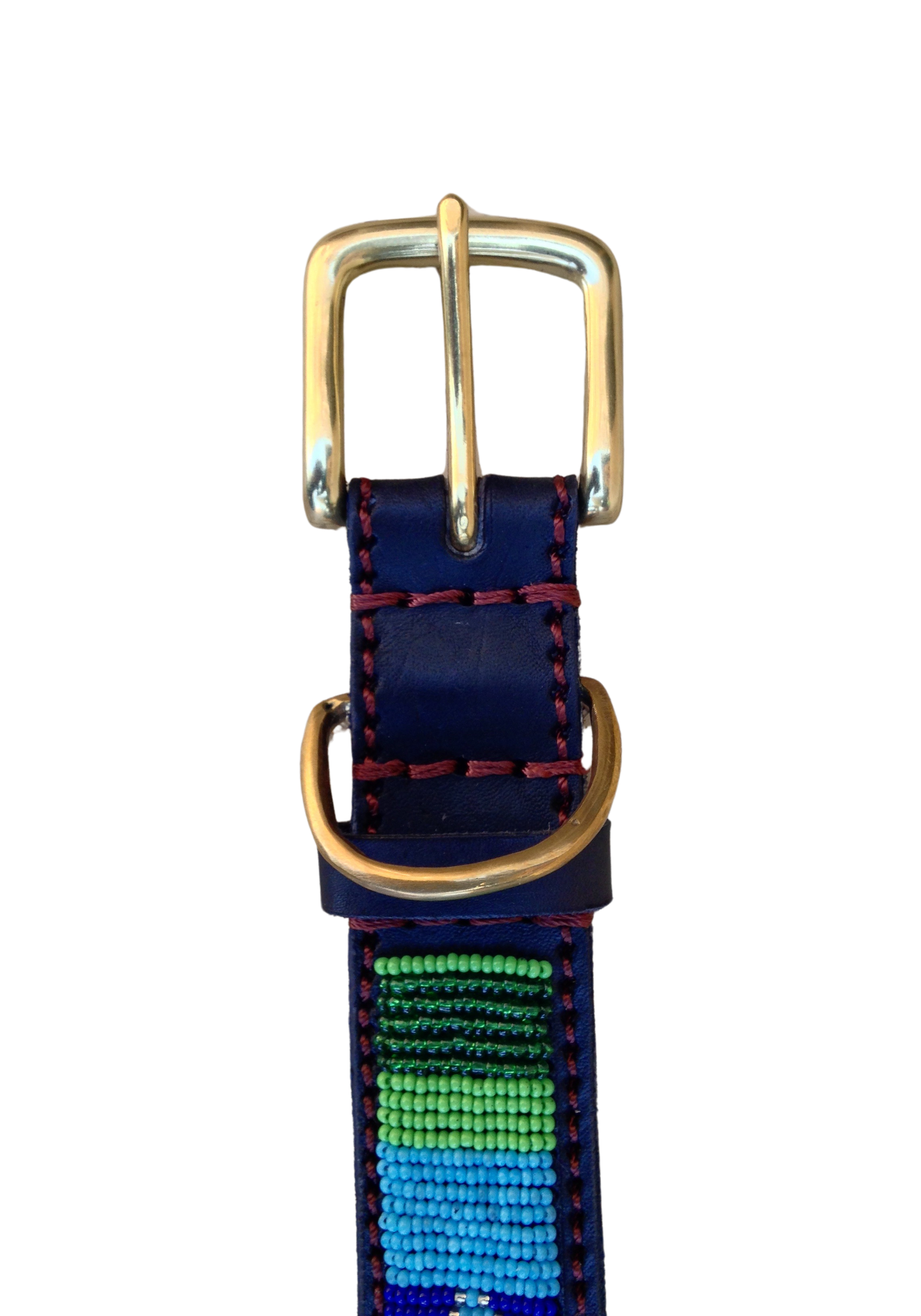Handcrafted Maasai Dog Collar - Blue Green Geometric