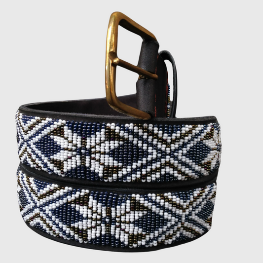 Handcrafted Maasai Belt - Black White Geometric