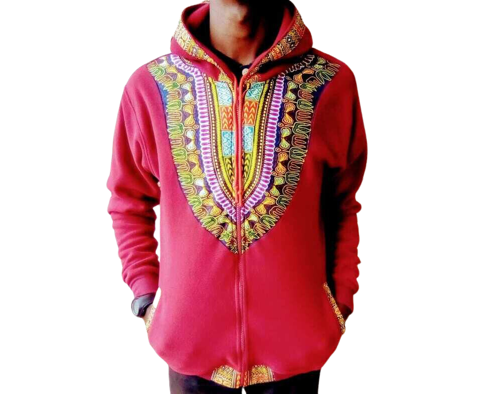 Hoodie Dashiki Fleece Red