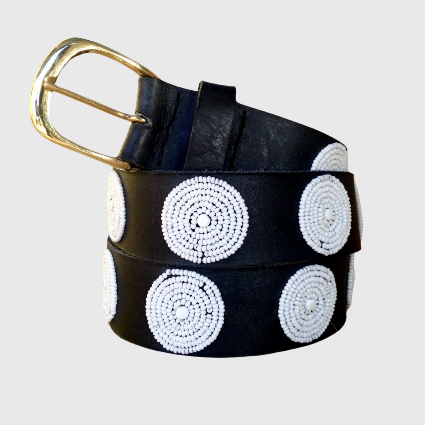 Handcrafted Maasai Belt - White Circles