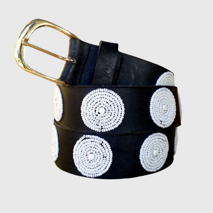 Handcrafted Maasai Belt - White Circles