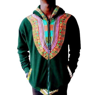 Hoodie Dashiki Fleece Green