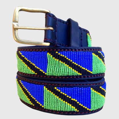 Handcrafted Maasai Belt - Tanzania Flag