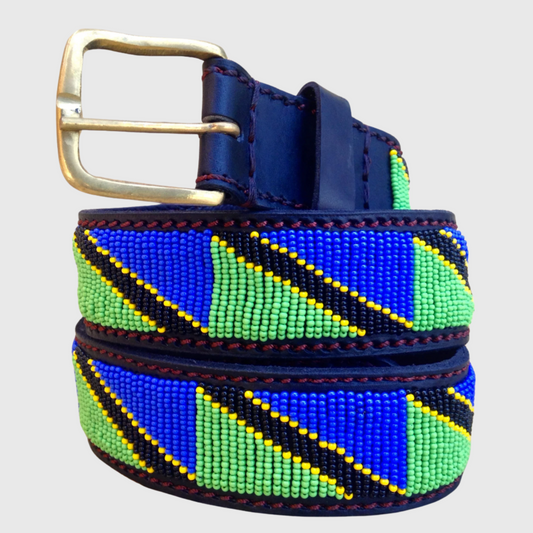 Handcrafted Maasai Belt - Tanzania Flag