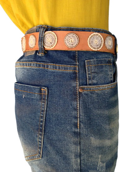 Handcrafted Maasai Belt - White Circles
