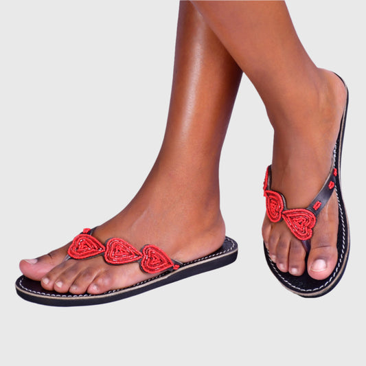 Sandals Red Hearts