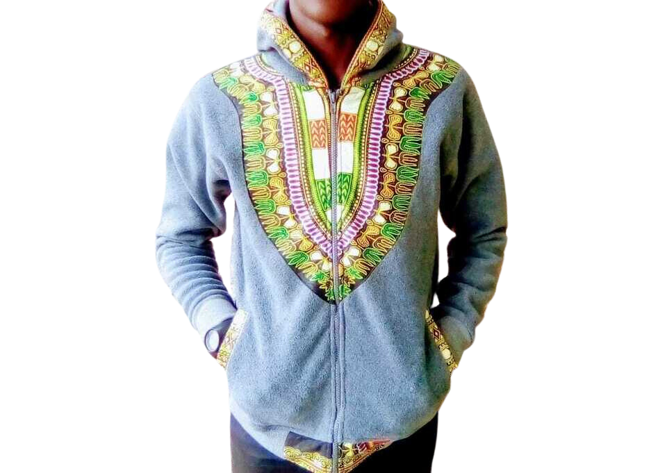 Hoodie Dashiki Fleece Gray