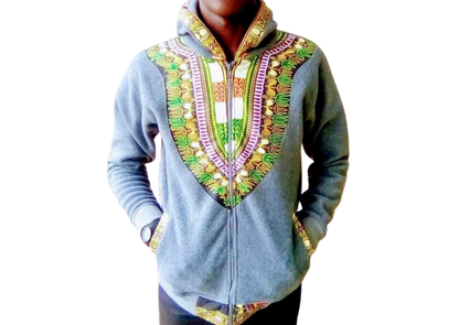Hoodie Dashiki Fleece Gray