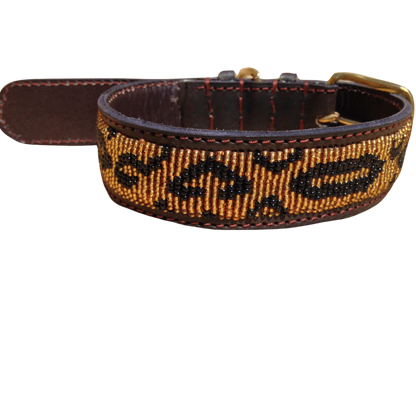 Handcrafted Maasai Dog Collar - Leopard Print