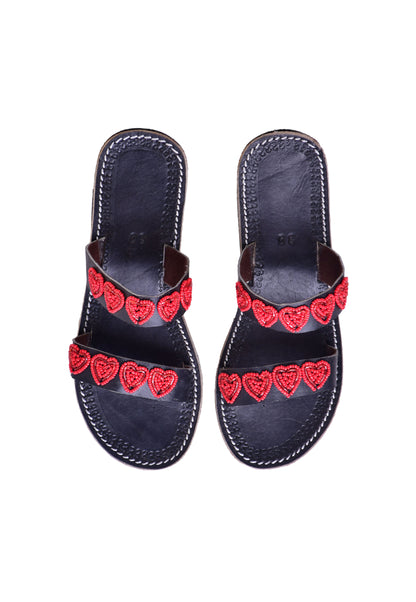 Sandals Red Hearts