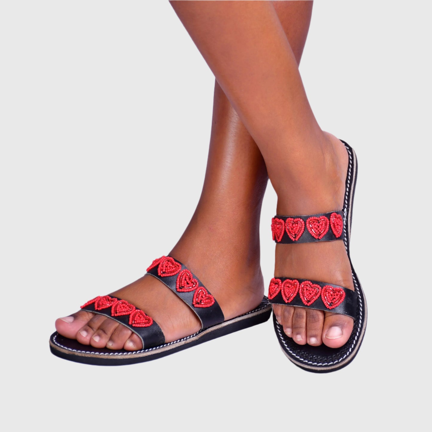 Sandals Red Hearts