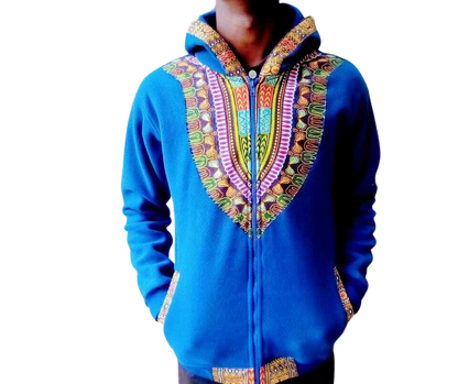 Hoodie Dashiki Fleece Blue