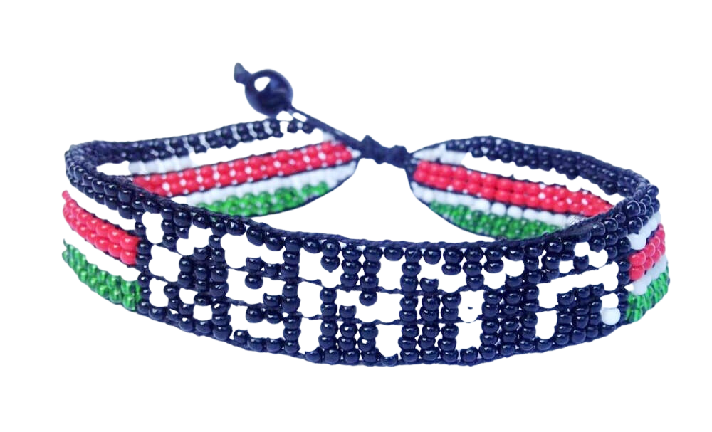 Bracelet Beaded Kenyan Flag Adjustable
