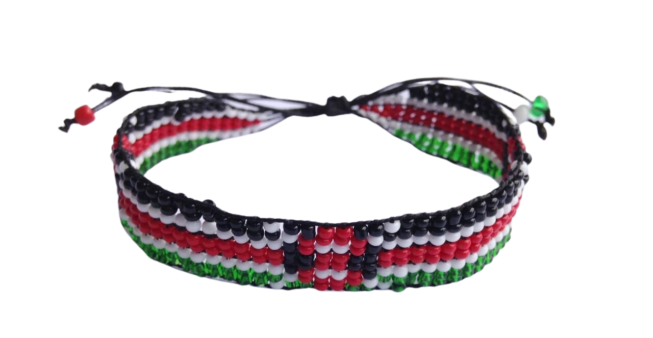Bracelet Beaded Kenyan Flag Adjustable