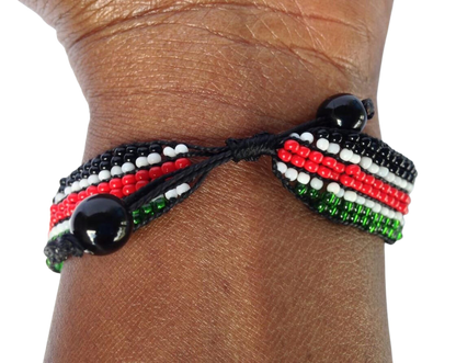 Bracelet Beaded Kenyan Flag Adjustable