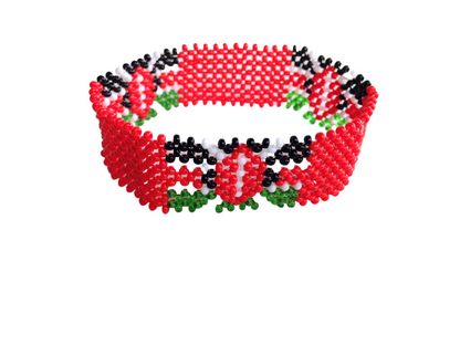 Bracelet Beaded Kenyan Flag  8" Red