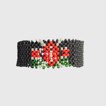 Bracelet Beaded Kenyan Flag Black