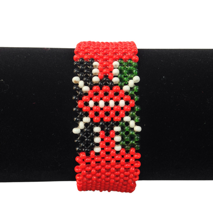 Bracelet Beaded Kenyan Flag  8" Red