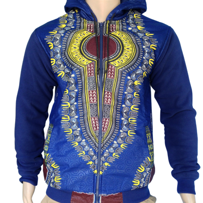 Hoodie Fleece Dashiki Blue