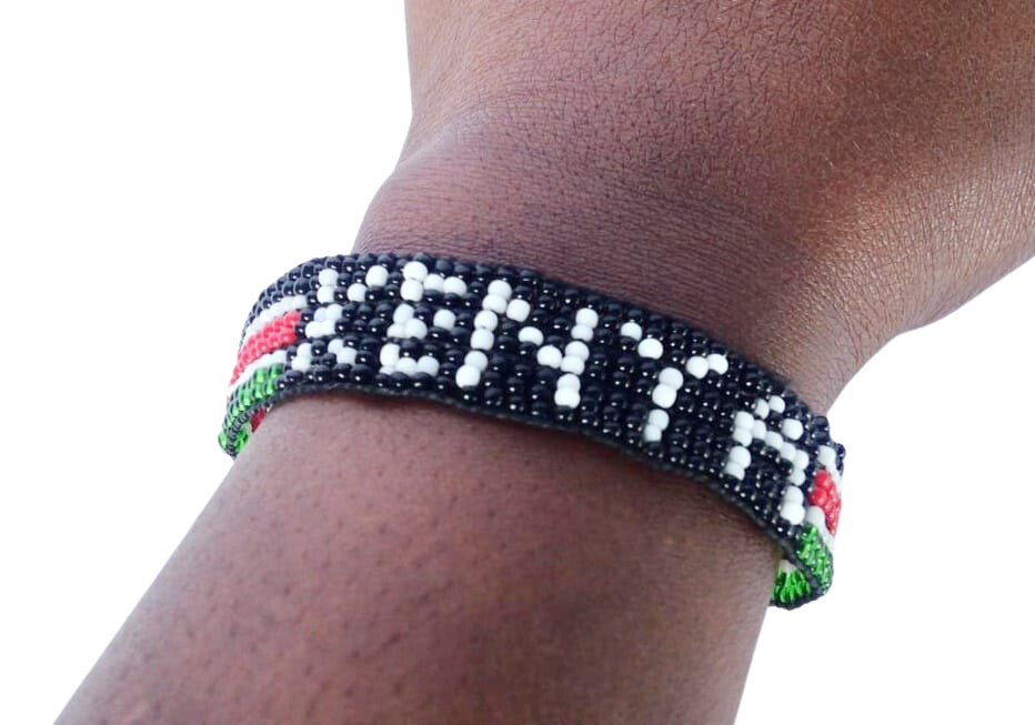 Bracelet Beaded Kenyan Flag Adjustable