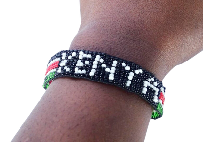 Bracelet Beaded Kenyan Flag Adjustable
