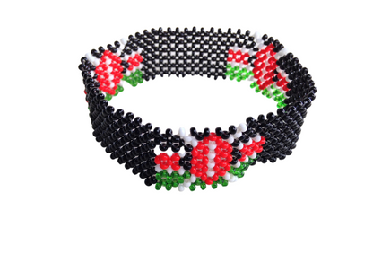 Bracelet Beaded Kenyan Flag Black