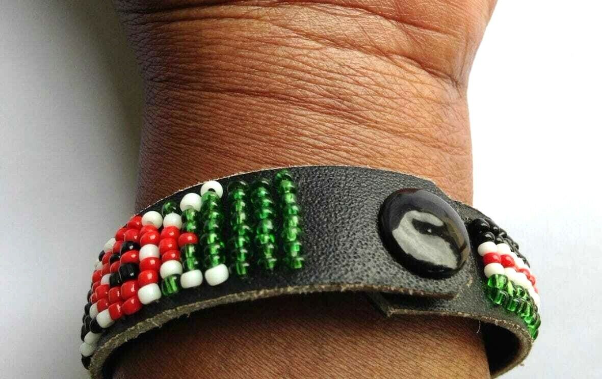 Bracelet Beaded Leather