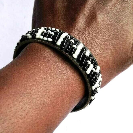 Bracelet Beaded Leather