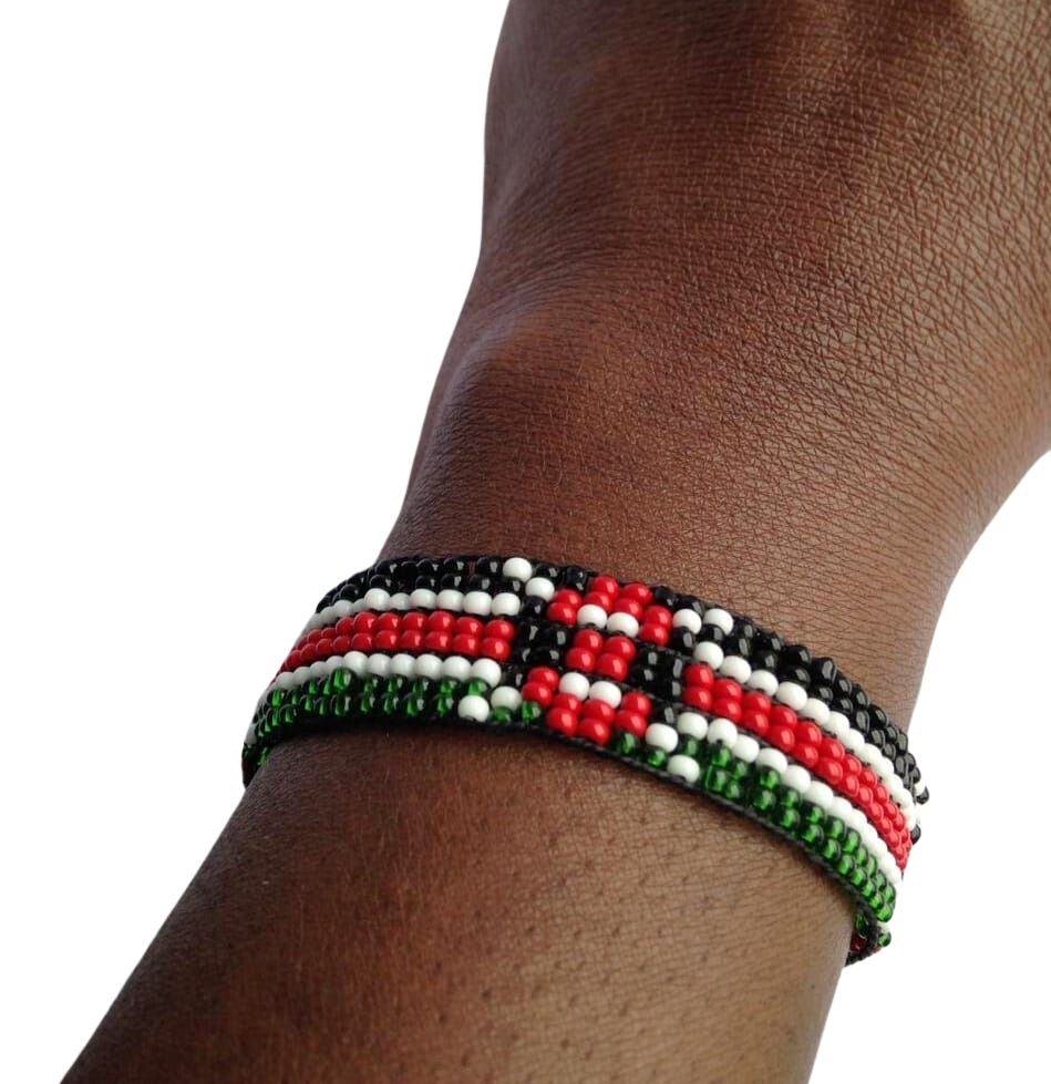 Bracelet Beaded Kenyan Flag Adjustable