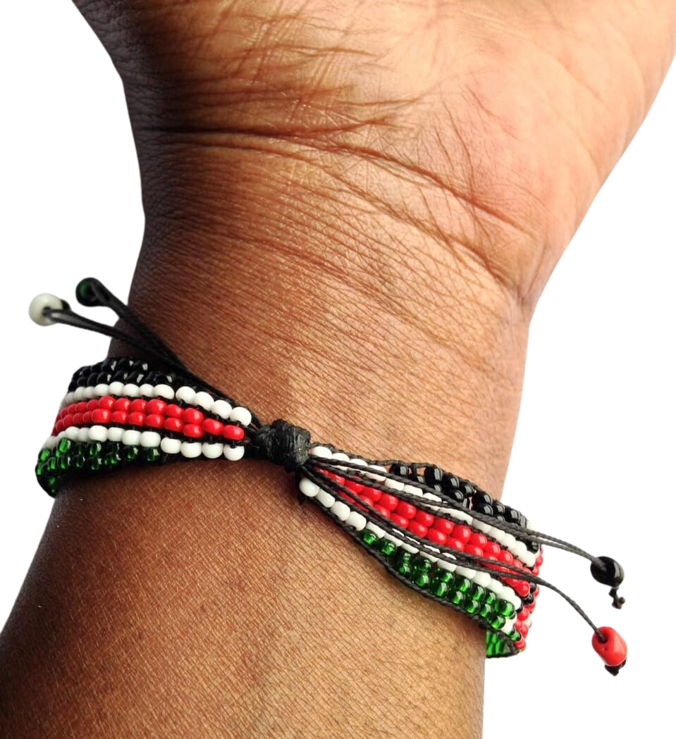 Bracelet Beaded Kenyan Flag Adjustable