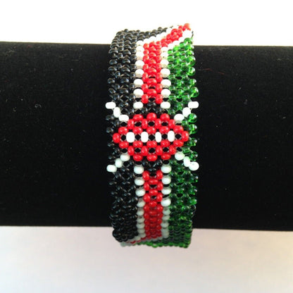 Bracelet Beaded Kenyan Flag  8"
