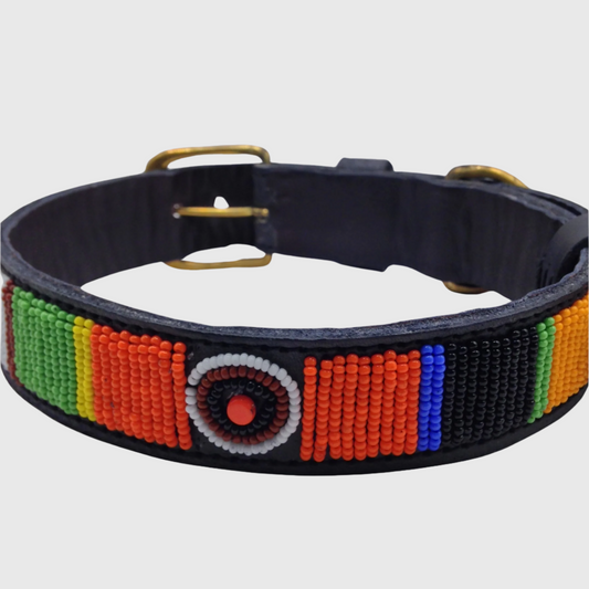 Handcrafted Maasai Dog Collar - Colorful Geometric