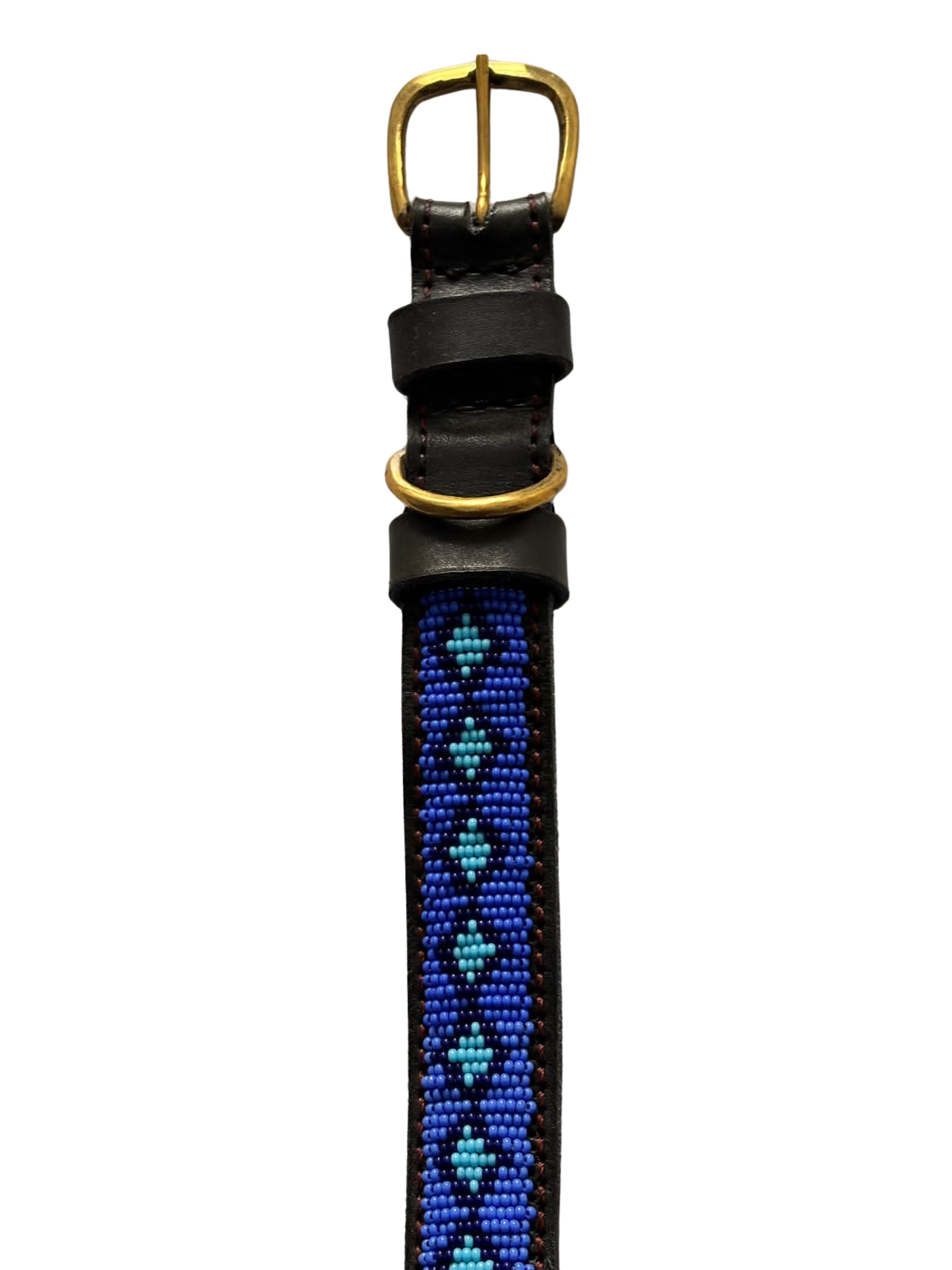 Handcrafted Maasai Dog Collar - Blue Geometric