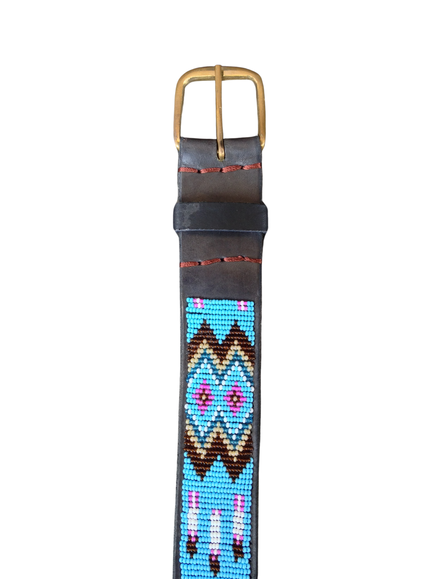 Handcrafted Maasai Belt - Turquoise Geometric