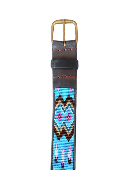 Handcrafted Maasai Belt - Turquoise Geometric