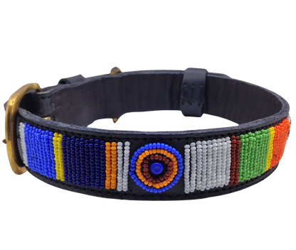 Handcrafted Maasai Dog Collar - Colorful Geometric