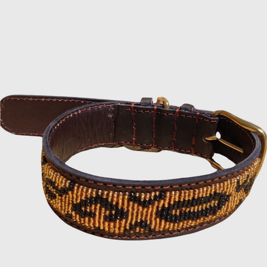 Handcrafted Maasai Dog Collar - Leopard Print