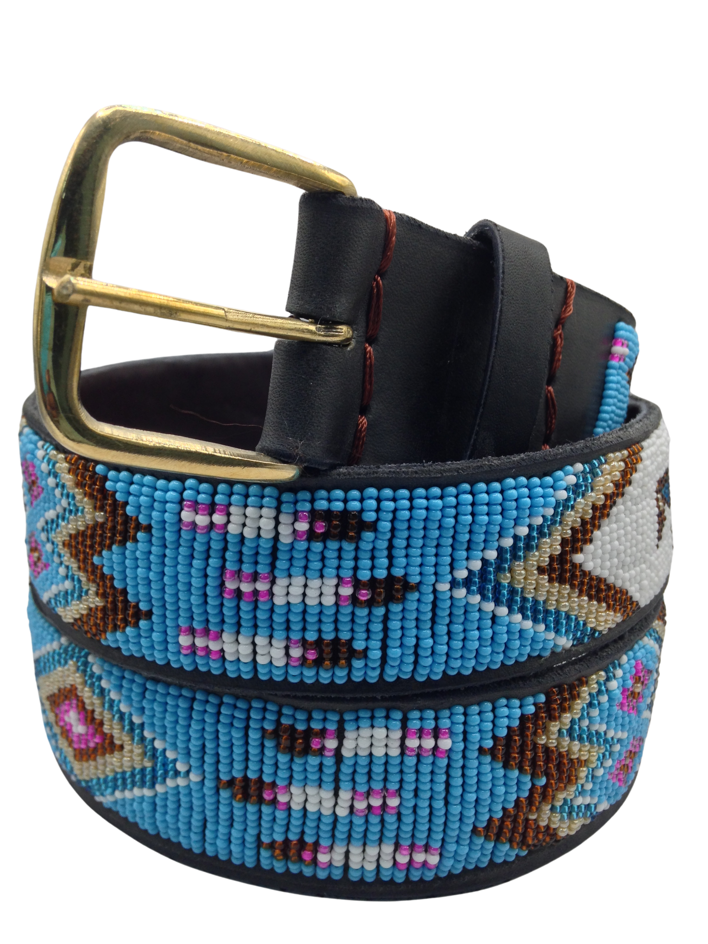 Handcrafted Maasai Belt - Turquoise Geometric
