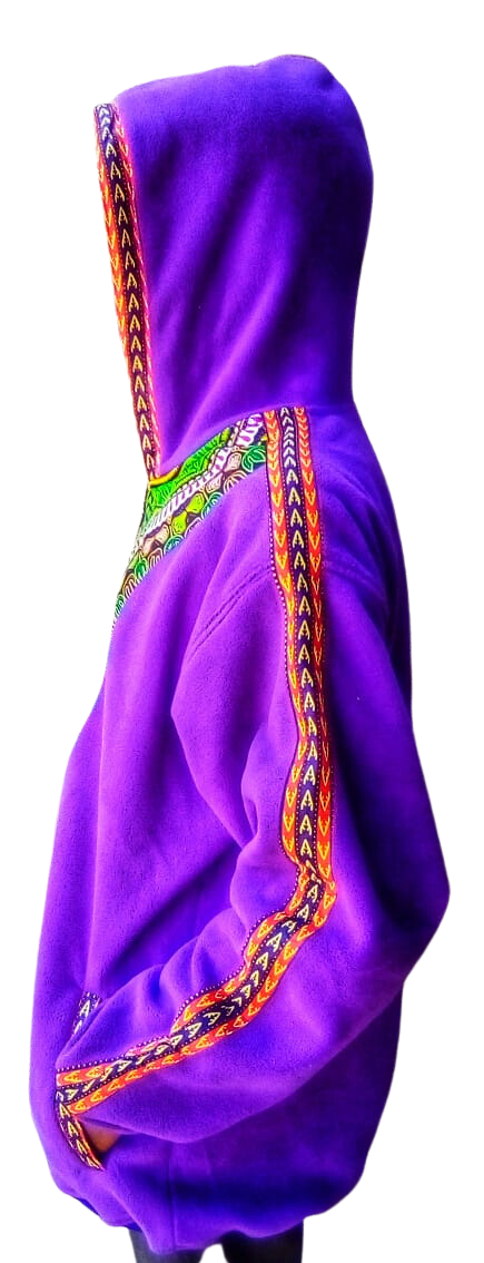 Hoodie Dashiki Fleece Purple