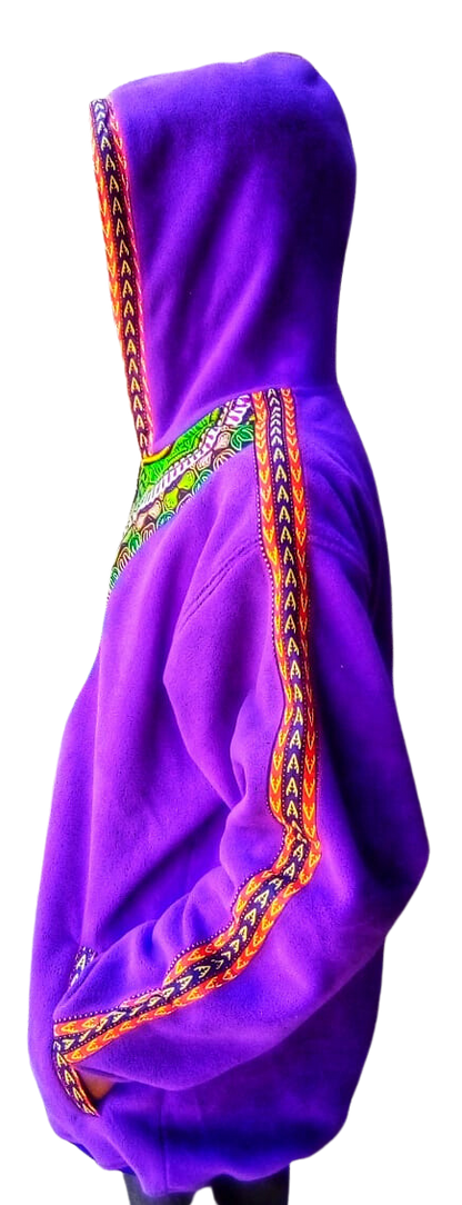 Hoodie Dashiki Fleece Purple