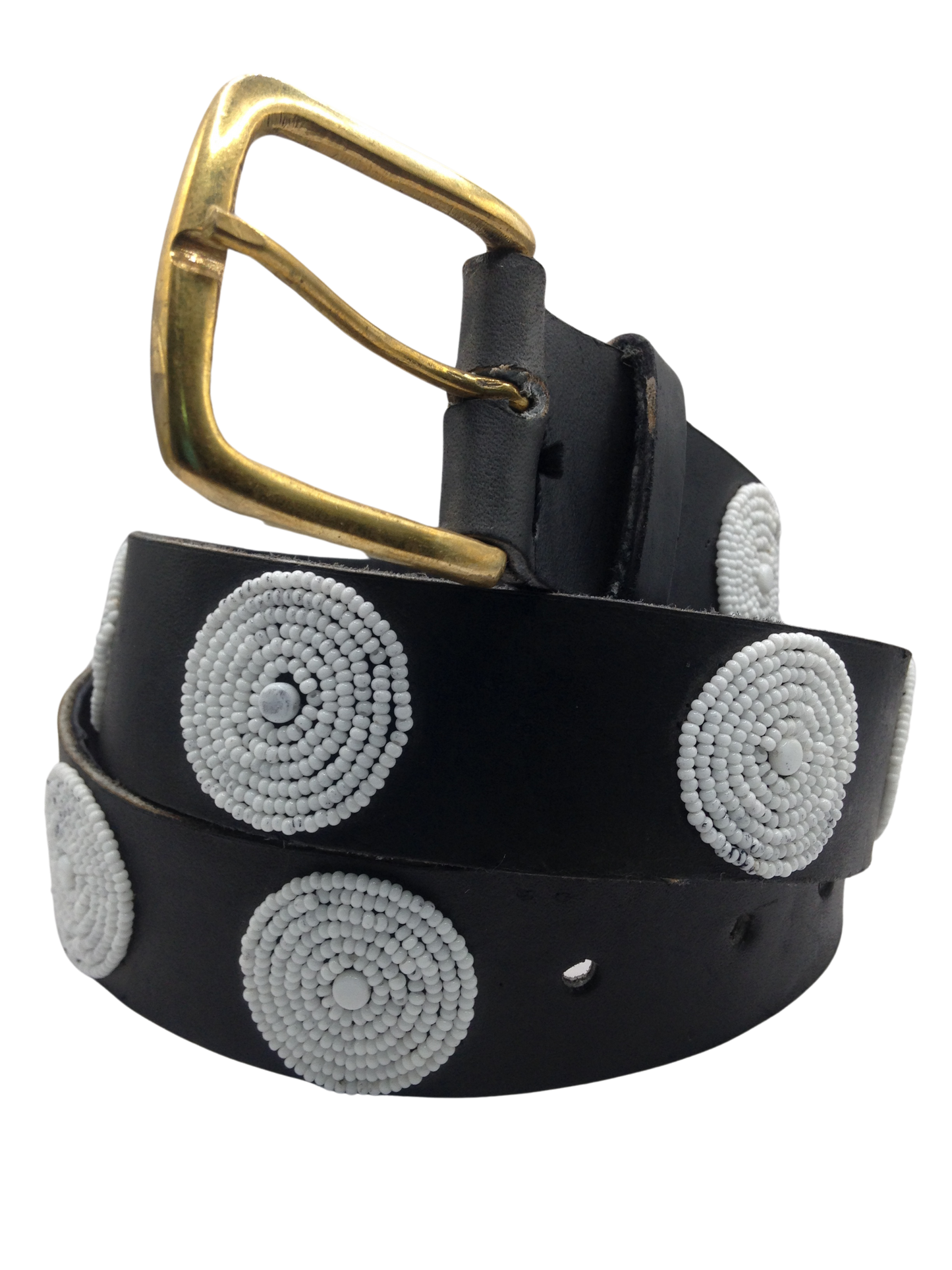 Handcrafted Maasai Belt - White Circles