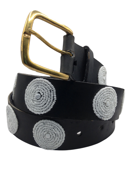 Handcrafted Maasai Belt - White Circles