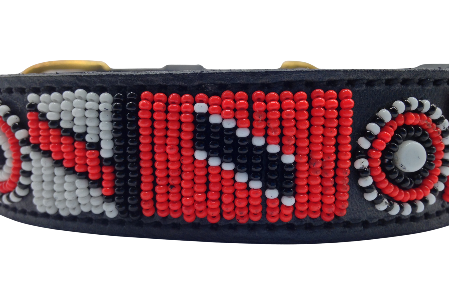 Handcrafted Maasai Dog Collar - Red White Geometric